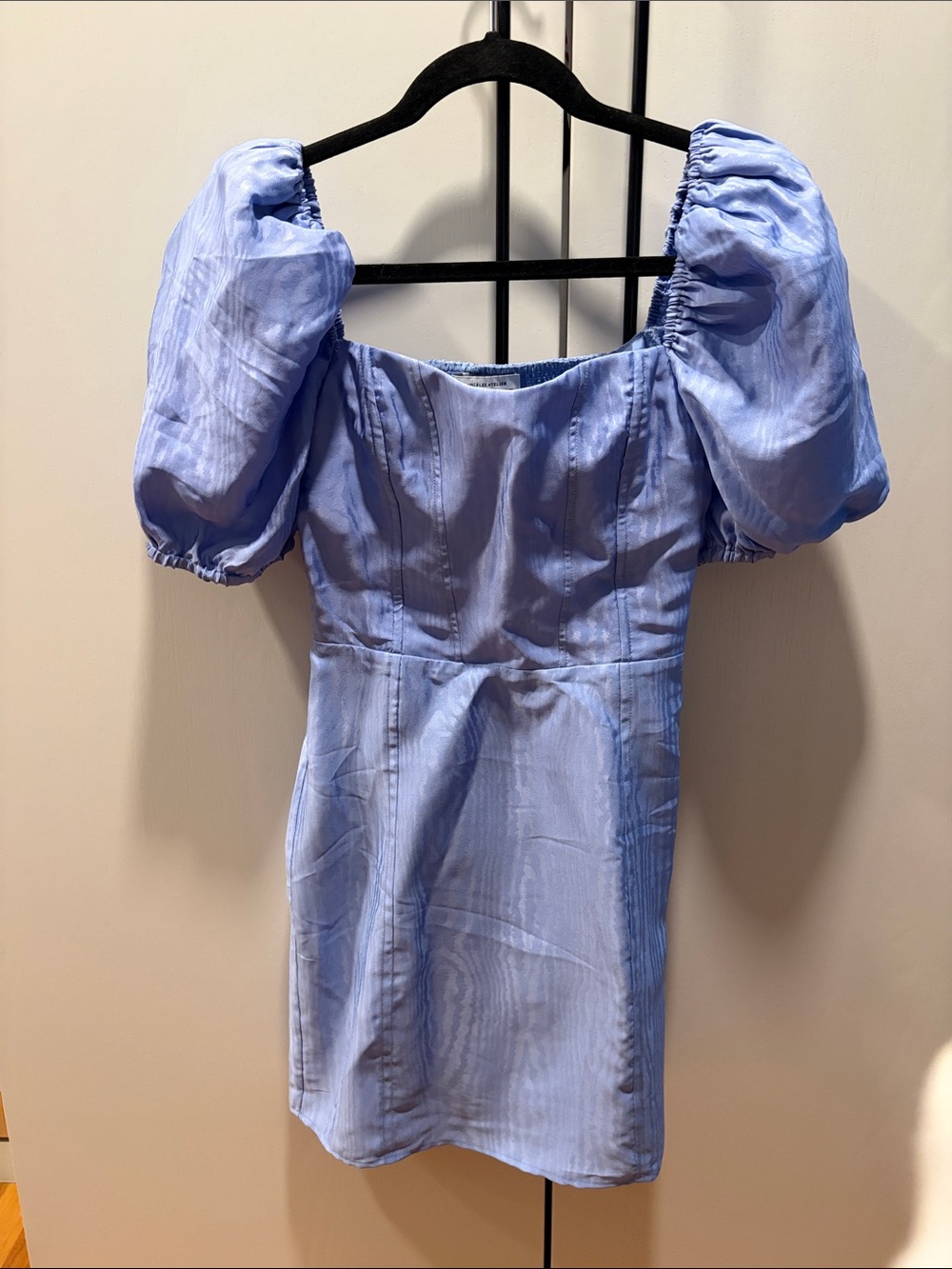 & Other Stories Light Periwinkle Puff-Sleeve Mini Dress